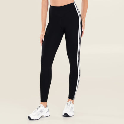 Legging Force Preto Poliamida Com Estampa Emborrachada